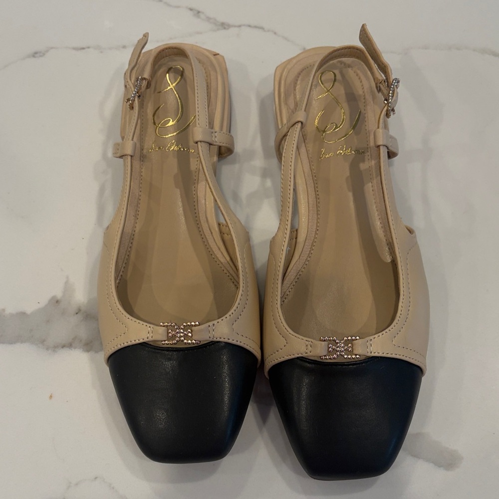 Sam Edelman Beige and Black Flats
